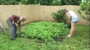 Older man gets a surprise visit from his stepdaughter's massive friend.