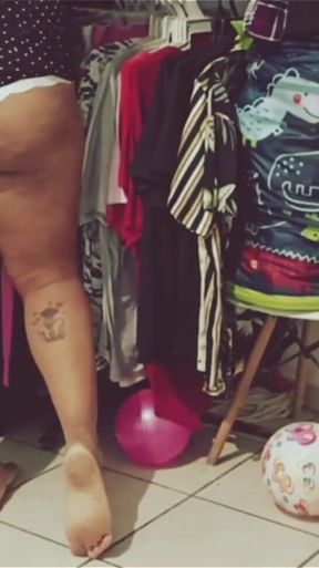 Mexican Chubby BBW Cleaning the Room