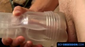 Hot young Alex Jordan jerking off with fleshlight solo to completion