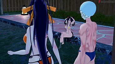 Akeno and Kuroka Threesome - HS DXD NTR Madness 11 "Lust at the Pool"