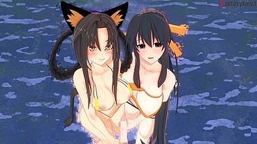 Akeno and Kuroka Threesome - HS DXD NTR Madness 11 "Lust at the Pool"