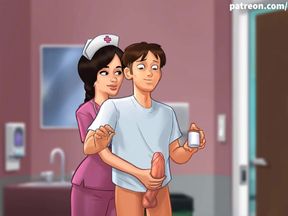Summertime saga part 135 - slutty nurse jerk my cock (Czech sub)