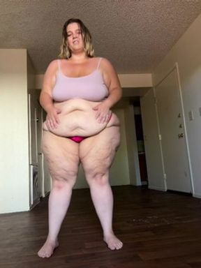 Belly Fetish in Pink Thong and Tank Top Dress