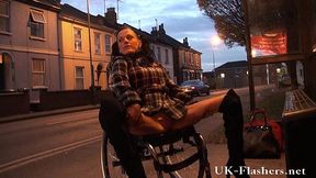 Leah Caprice flashing pussy in public from her wheelchair with handicapped engli