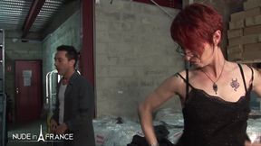 Sexy short haired redhead anal fucked by her employees