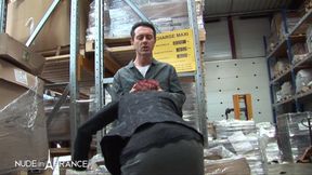 Sexy short haired redhead anal fucked by her employees