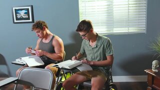 football player tries to learn something from the nerd