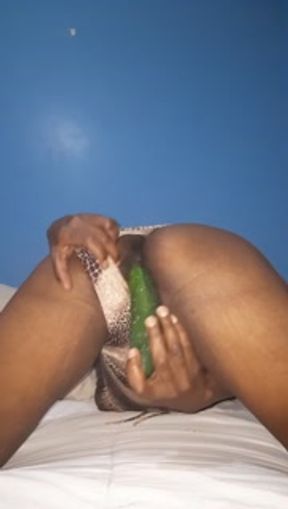 FUCKING CUCUMBER WITH PANTS PULLED ASIDE THE FEELING IS HEAVENLY