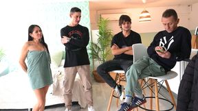 Double zero-mile newbie casting: Busty MILF Sagriz milks our wannabe dick boys dry