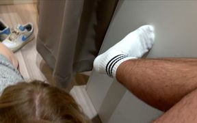 Risky Public - Naughty Girl Plays with Cock in the Middle of Clothing Store - Gets Rewarded Doggy in Changing Room