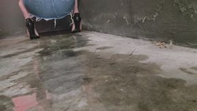 Desperation peeing in a public garage in my high heels