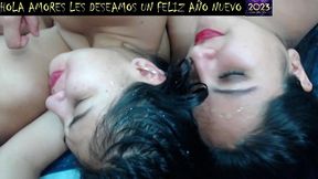 new year s party 2023 with threesome and orgy with three beautiful teen women