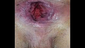 Closeup gape with big bottle