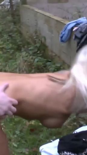 Thrilling moment from &quot;Two Ugly Nerd Guys Fuck German Skinny Teen Outdoor in 3some&quot;