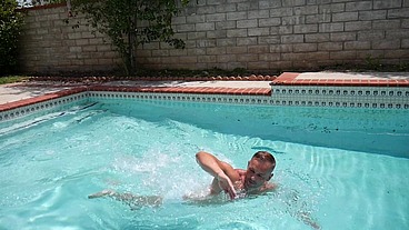 Blonde model fucked at the pool