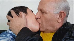 GRANDPA KISSING THE BEAUTIFUL CLEANING LADY -- BY ALBERT 72 YRS & LAURA 20 YRS - CLIP 3 IN FULL HD