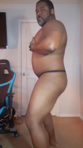 Big Black Beefy Bear in a Thong