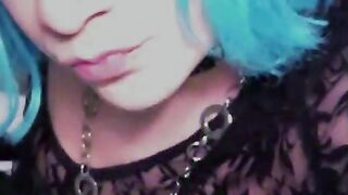 Sissy TRANSSEXUAL Kandi Mega-bitch in Harness and High-heeled slippers PMV