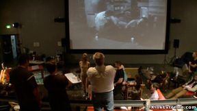 ”Slave anal fucked in public theater”