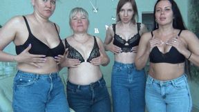 We tease you with our gorgeous bras and play with our boobs BR
