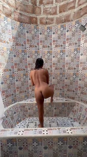 Thrilling moment from &quot;Recorded in the bathtub by my neighbor: his thick cock left me hot&quot;