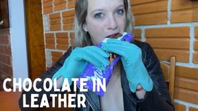 eating chocolate in leather