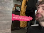 SavagePapillon Blue Eyed Stud Sucking Pink Dildo - Simulated Blowjob