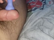 HOT vibrator pulsating cumshot and leaking precum