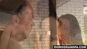 Tiny Leyla enjoys mature step grandpa
