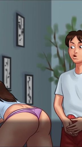 Two Pervert Tenants Caught Their Horny Landlady Masturbating in Her Room - Summertime Saga 3D Animated Porn Game