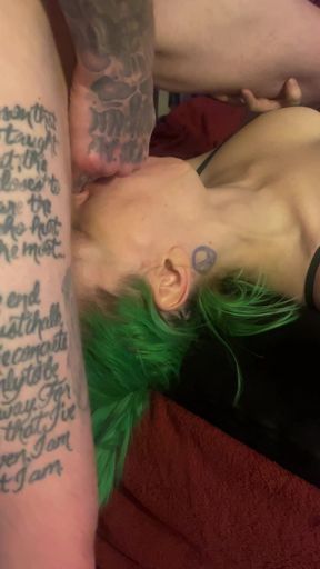 Cute girl Amber green gets face fucked