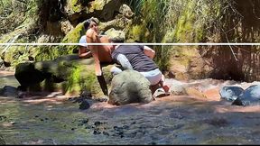 Amateur Couple Bangs Their Step-Bro in Wild River Fuck Session