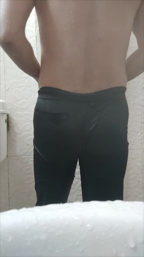 Wet Curvy Butt into Tight Pants.