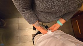 Stranger cum in my panties in restaurant toilet