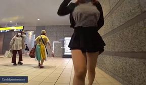 busty asian slut shows off in public