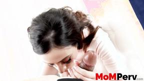 ”WEIRDO MOM Big Boobed stepmum Ariella Ferrera handles her stepsons huge black dick”