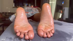 Enjoy my sexy soles as I relax on my massage table
