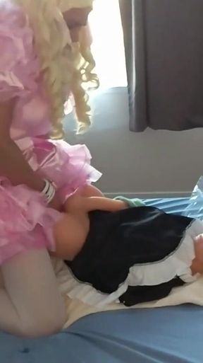 Sissy Candy Gets to Play with Her Doll and Gets Chained to and Fucked by Her New Toy Doll.