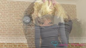 Lydia Jane teases in shiny leggings and a cropped top with thigh high boots
