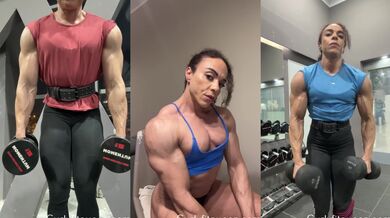 Imagine getting your head crushed between this female bodybuilders biceps