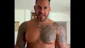 Viktor Rom Flexes Huge Muscle Frame While Jerking Big Black Cock – Hot Latino Solo