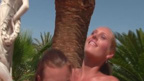 Blonde and Brunette Babes Finger and Toy Poolside Passion