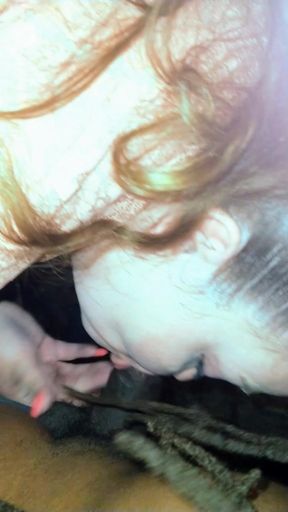 BBC Slut Sucks Dick on Front Porch