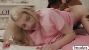 Interracial roommate fun: ts gets pleasured and anally penetrated by ebony male