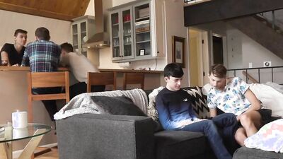 Two skinny young dudes fuck deep and raw after blowjobs