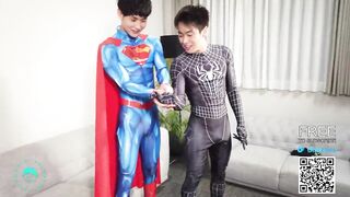 Uber-sexy Asian Twunks Switching into Superhero Costumes