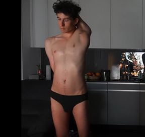 Young man in the evening on Halloween watch him relax (cumshot)