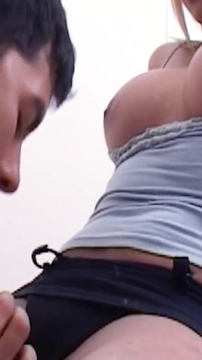 Blonde Naughty Big Titted Ladyboy Fucks a Guy in Her Tight Asshole