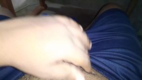 Cute asian teen  masturbating big  dick while watching tv