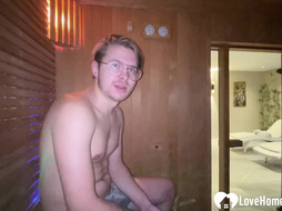 Sucking off a random guy in the sauna